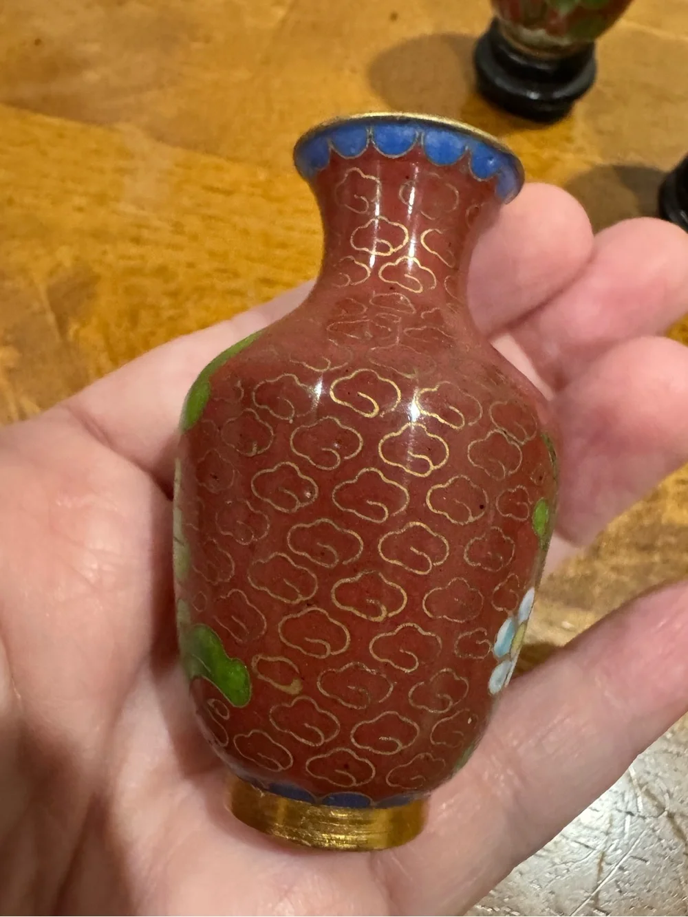 Set of Vintage 3 Mini Chinese Cloisonné Vases
